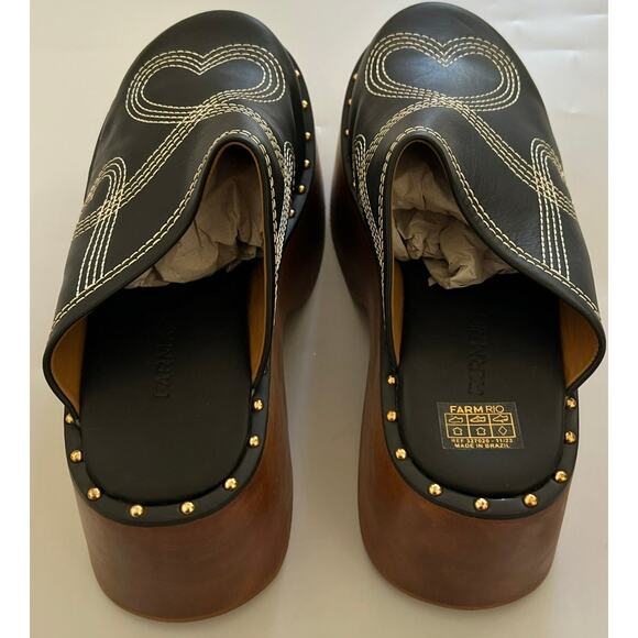 FARM Rio Black Sandals with Brown Platform - Picture 3 of 12